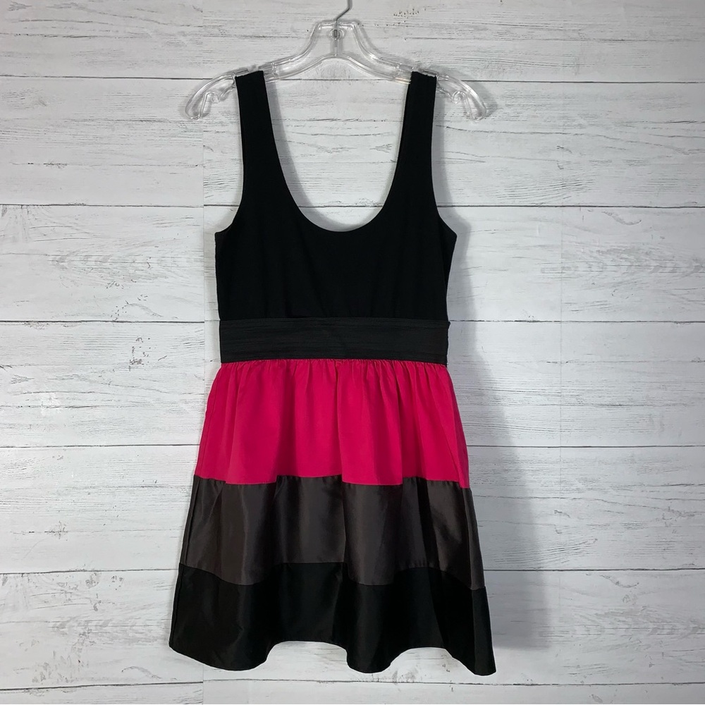 Y2K Vintage Mini Dress  Black Pink Striped Skater A-Line Ballet  Large juniors